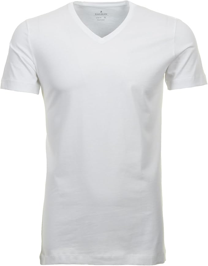 Bild von Ragman Herren 2 T-Shirt Doppelpack Bodyfit mit V-Ausschnitt, Weiß, M