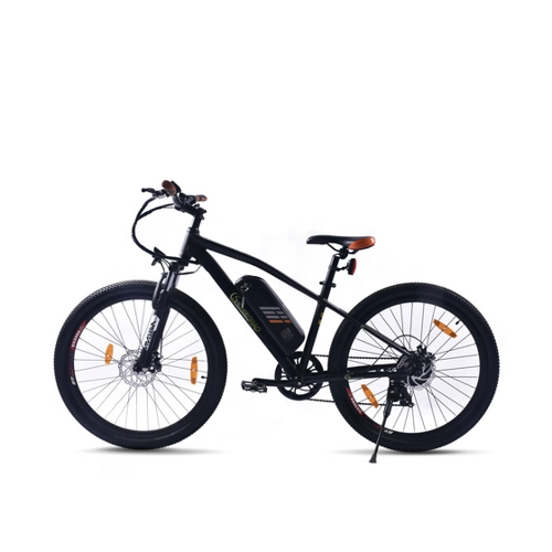 Bild von SachsenRAD E-Bike E-Bike R6 27,5 Zoll E-Mountainbikeca.150 KM Reichweite Schwarz-Orange, 7 Gang Shimano Tourney TX 7 Schaltwerk, Kettenschaltung, Hinterradmotor, (1 Stück), LCD-Display,LED-Front- und Rücklicht, StVZO konform