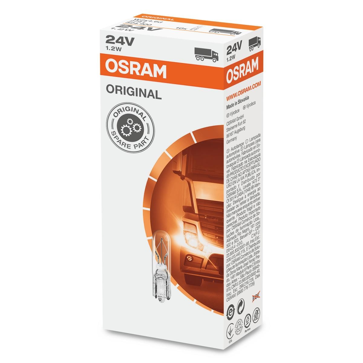 Bild von Osram Lampen mit Glasquetschsockeln für Lkw Position-, Stand-,Kennzeichenlicht, 10er Faltschachtel