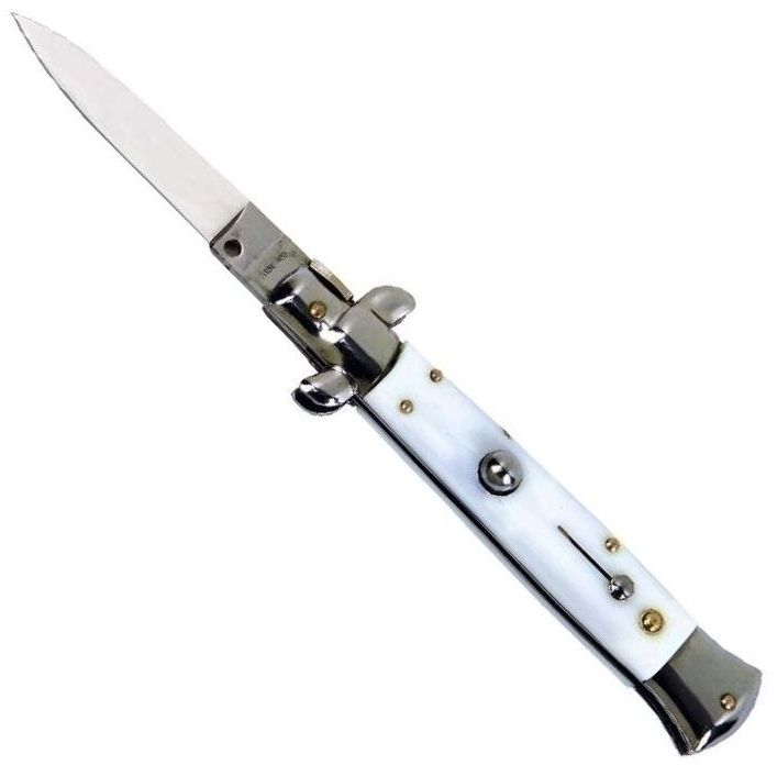 Bild von Springmesser Stiletto weiß, 420rsf