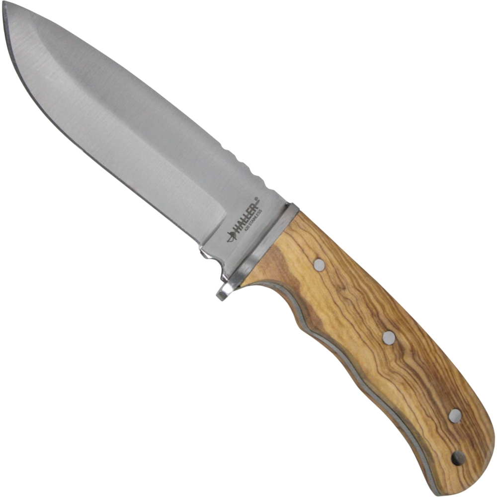 Bild von Messer mit Olivenholz Griff und Lederscheide