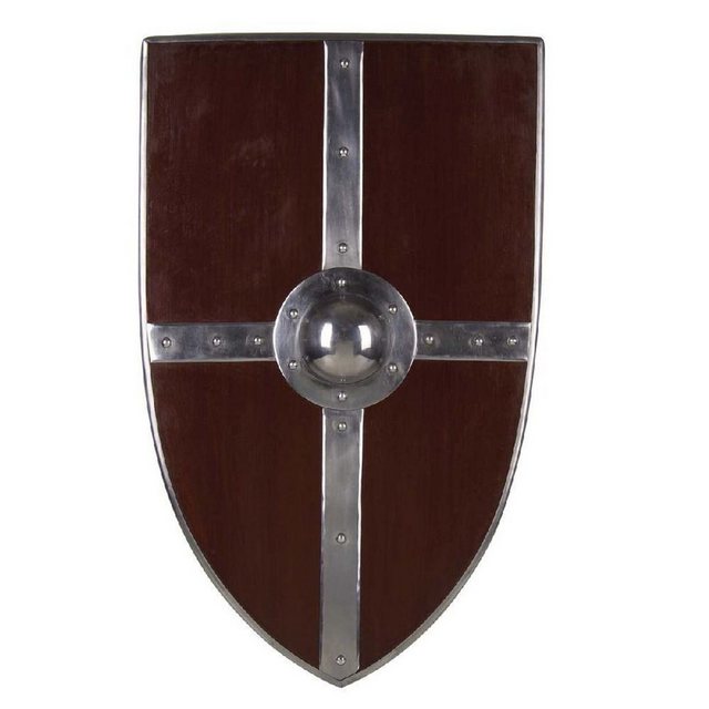 Bild von Haller Ritter-Kostüm Kampfschild aus Holz mit Metallbügel, 82 x 49 cm