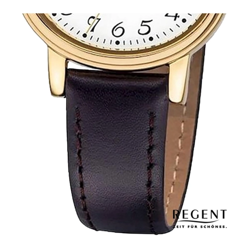 Bild von Quarzuhr F-577 von Regent: Elegante Damenarmbanduhr im braunen Design
