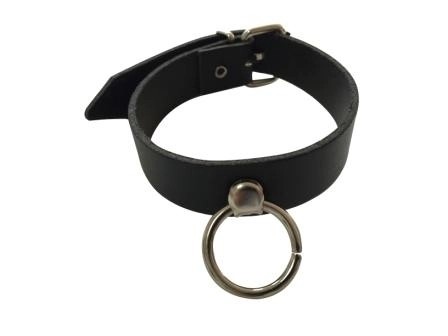 Bild von Lederfesselband - Uni mit Ring