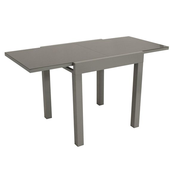 Bild von DEGAMO Balkontisch Marina aus Aluminium Silbergrau und Glas dunkelgrau 70x70cm, ausziehbar auf 140cm, Höhe 75cm, wetterfest