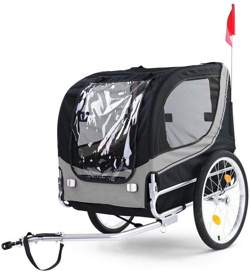 Bild von RAMROXX Fahrradhundeanhänger Fahrradanhänger klappbar für Haustiere Grau Schwarz bis 40Kg