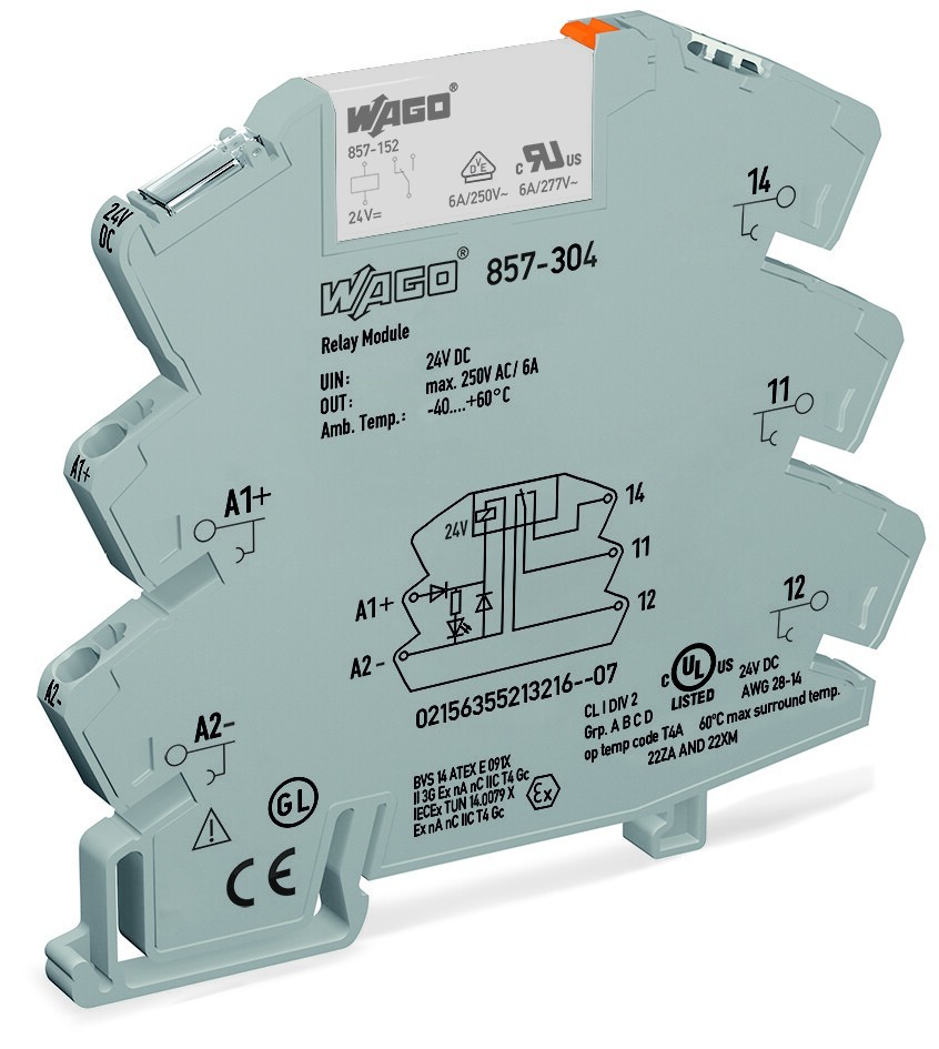 Bild von WAGO GmbH & Co. KG Relaisbaustein steckbar 24VDC/5A 10mA 1W 857-304