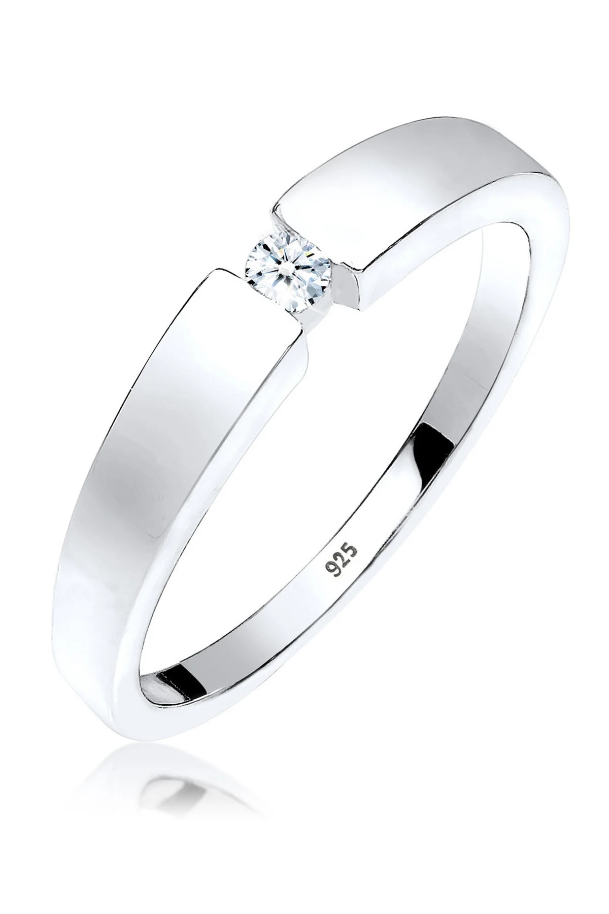 Bild von Elli DIAMONDS Verlobungsring Klassisch Bandring Diamant 0.06 ct. 925 Silber