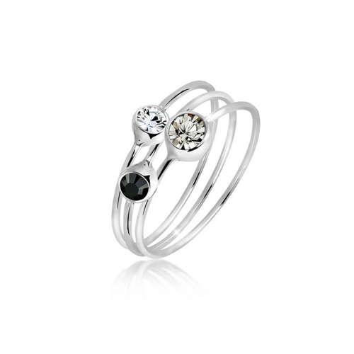 Bild von Elli Ring-Set Stacking Zart Kristalle (3 tlg) Silber