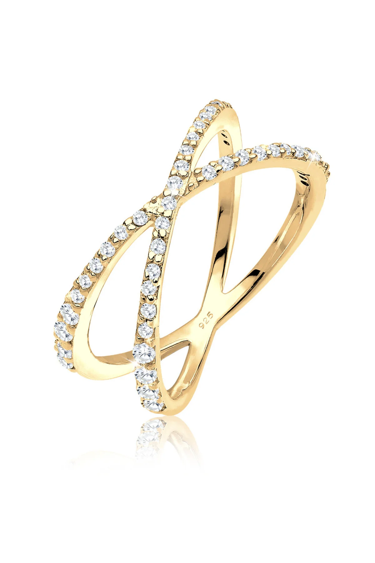 Bild von ELLI Ring Wrap X Mit Zirkonia Kristallen Aus 925 Sterling Silber für Damen - 54