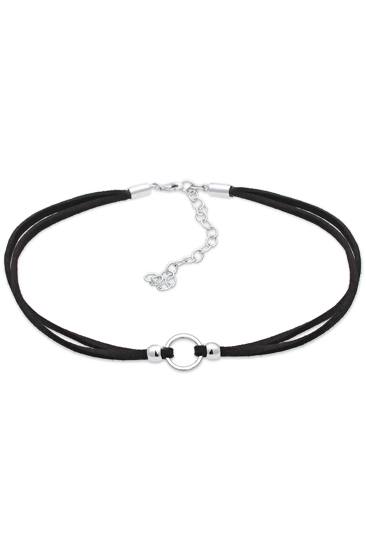 Bild von ELLI Halskette Trend Choker Kreis Band Schwarz 925 Silber für Damen - One Size