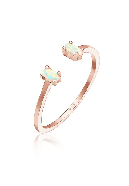 Bild von Elli Fingerring »mit Opal Oval Offen Verstellbar 925 Silber«