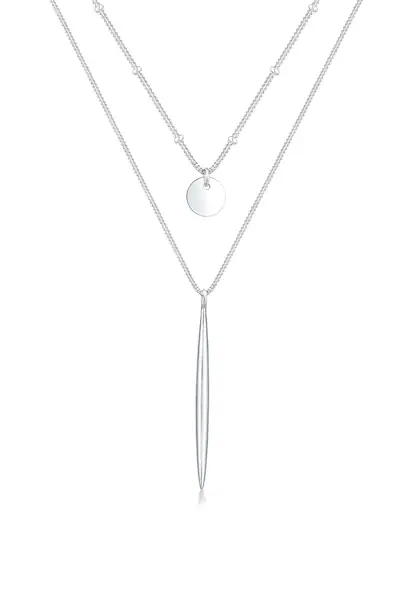 Bild von Elli Halskette Damen 2-lagig Layer Kreis Geo Kugel Stab in 925 Sterling Silber