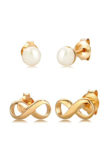 Bild von Elli Perlenohrringe »2er Set Infinity Süßwasserzuchtperle 925 Silber«