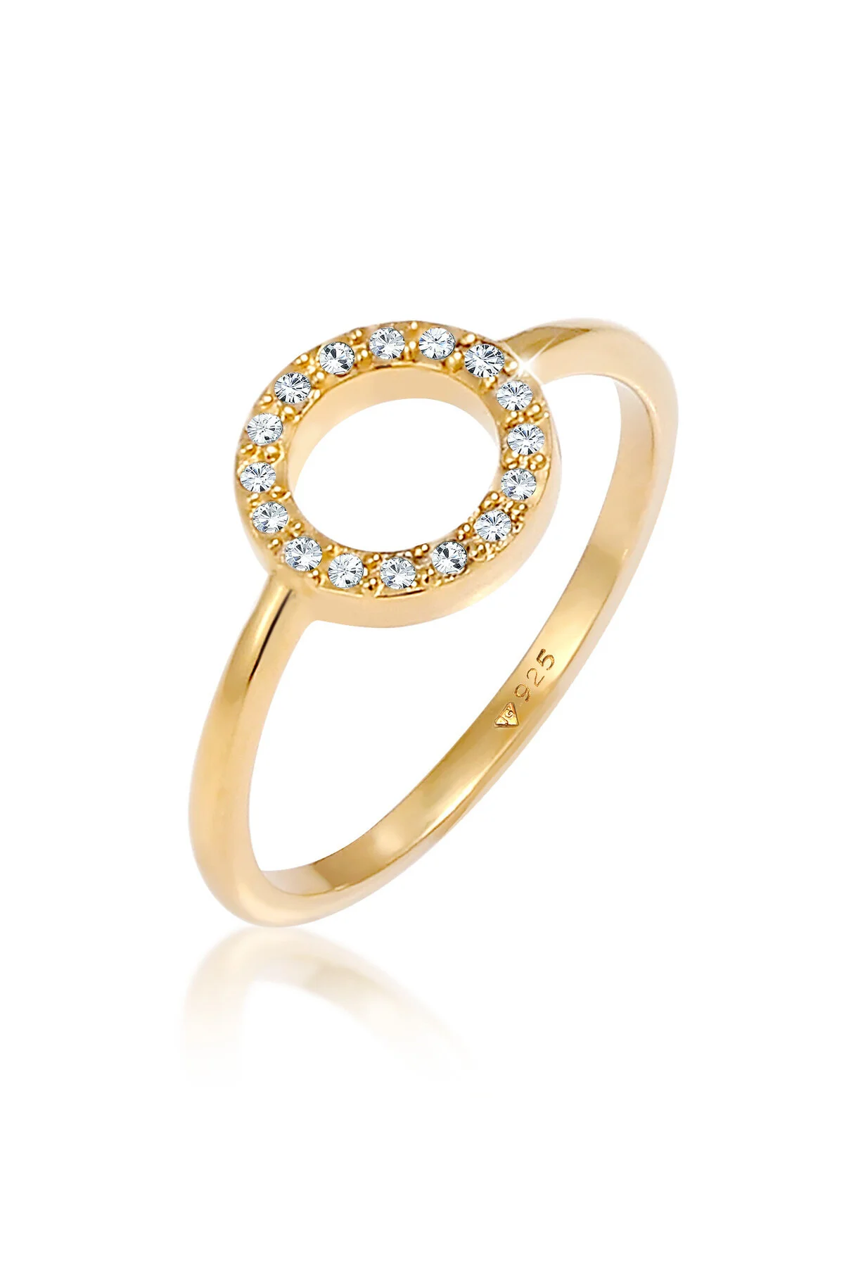 Bild von ELLI Ring Kreis Filigran Geo Mit Kristallen In 925 Sterling Silber für Damen - 52