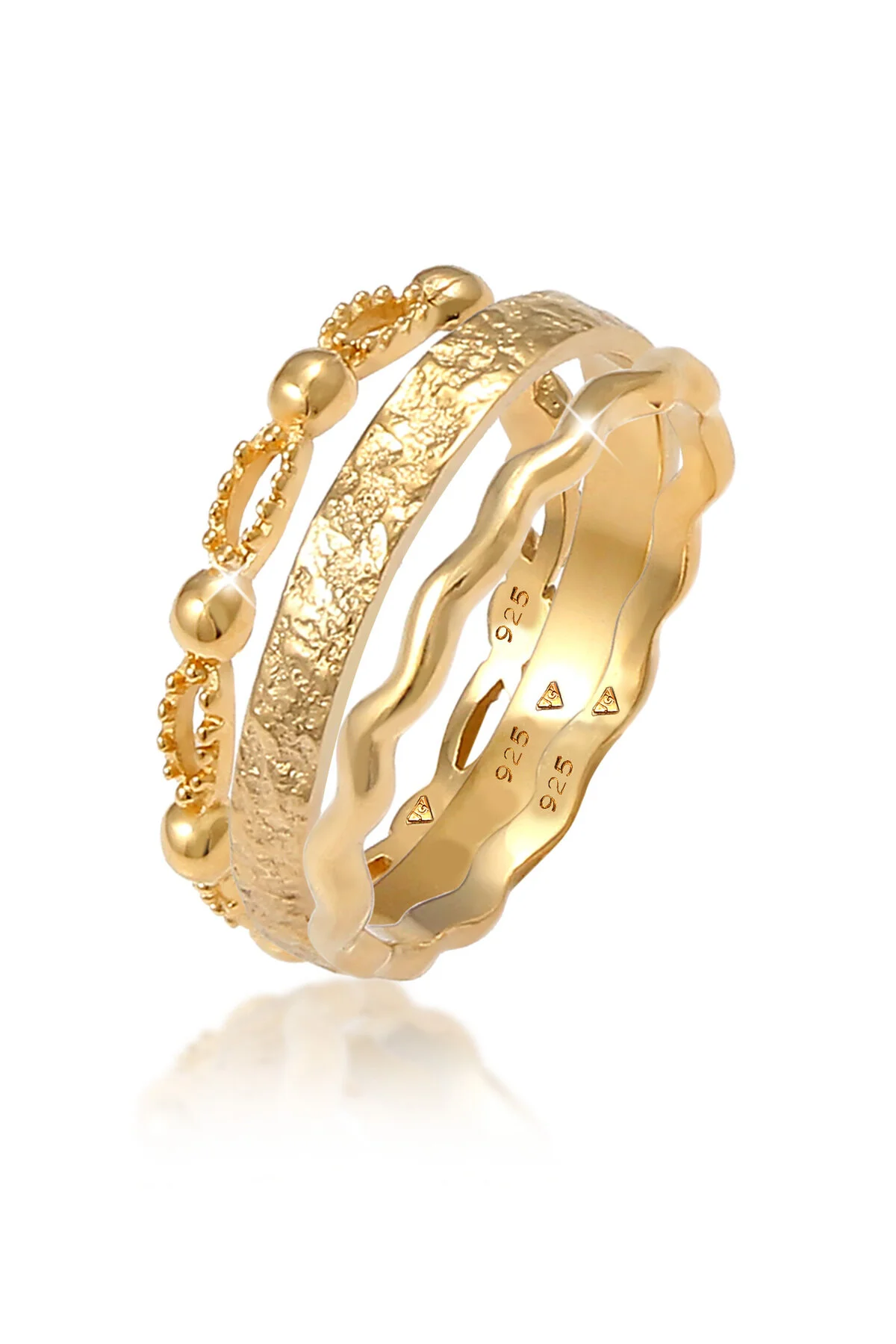 Bild von ELLI Ring Bandringe Welle Kugel Aus 925 Sterling Silber für Damen - 52