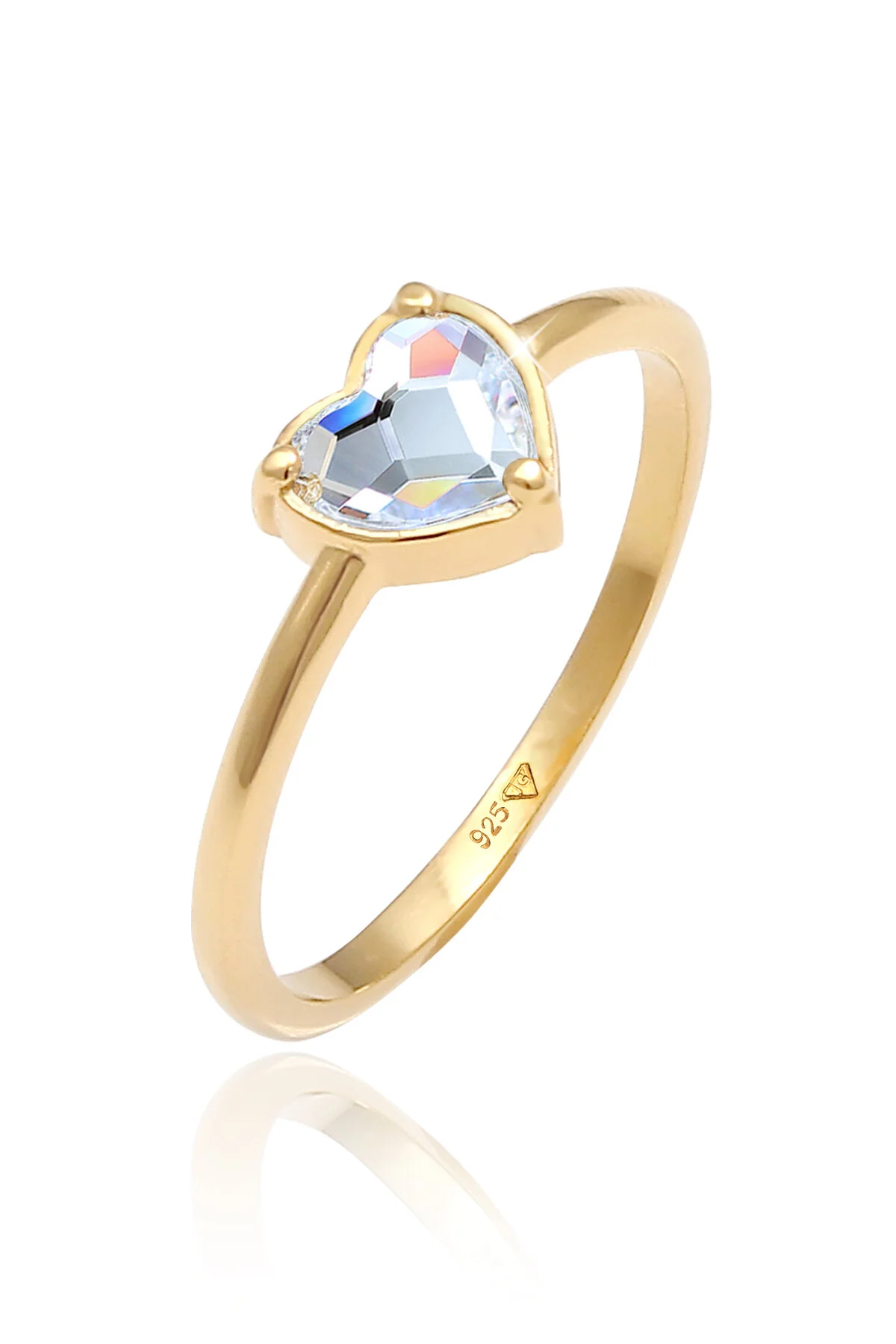 Bild von ELLI Ring Herz Verlobung Mit Kristall In 925 Sterling Silber für Damen - 58