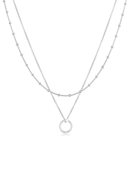 Bild von Elli Halskette Damen Layer Kugelkette Kreis Anhänger Filigran Zeitlos in 925 Sterling Silber