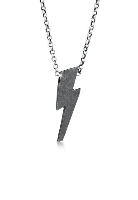 Bild von KUZZOI Halskette Blitz Oxidiert Used Look 925 Silber für Herren - 55 cm