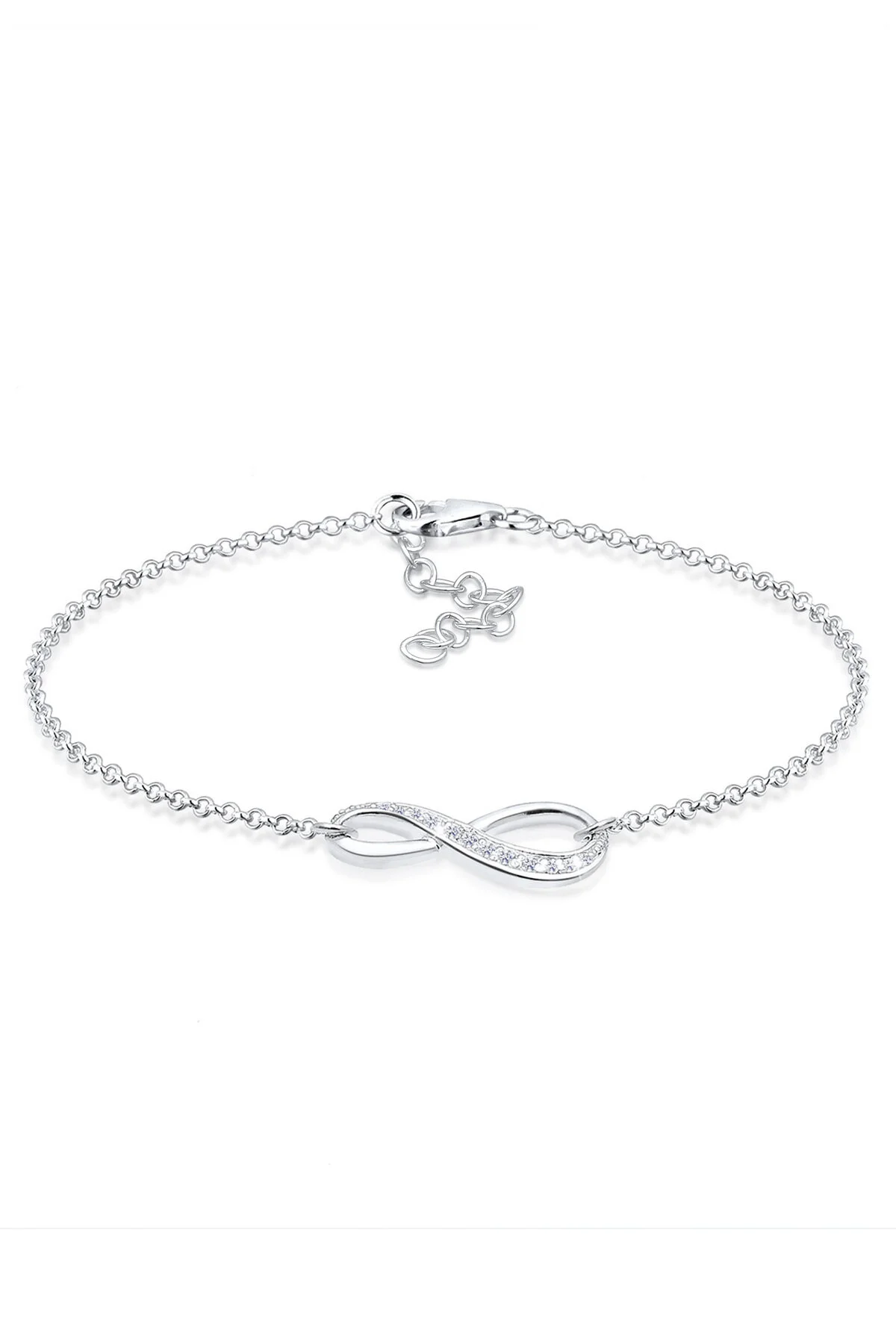 Bild von ELLI Armband Infinity Symbol Endlos Zirkonia 925 Silber für Damen - 16 cm