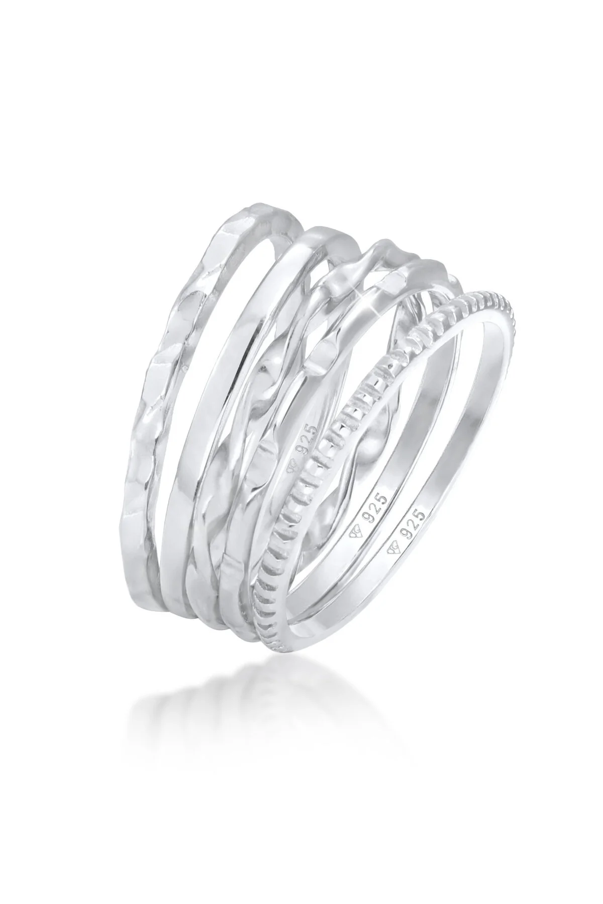 Bild von ELLI Ring Stapelringe Stapelbandring 5er Set 925 Silber für Damen - 54