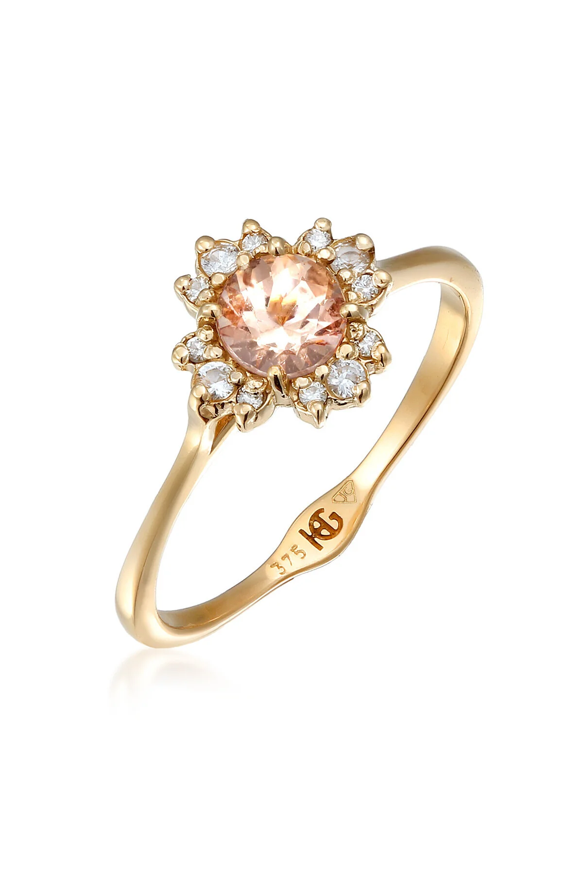 Bild von HAZE & GLORY Ring Diamant Morganit Verlobungsring 375 Gelbgold für Damen - 54