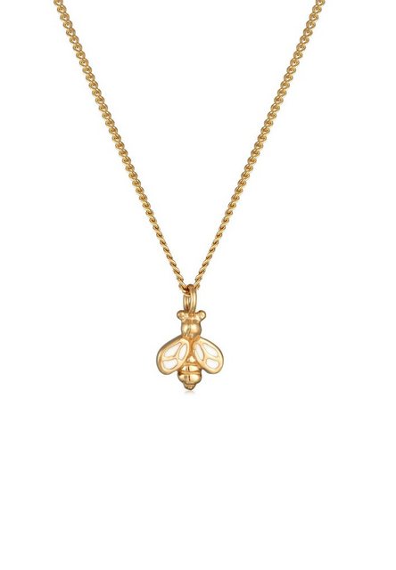Bild von ELLI Halskette Kinder Biene Anhänger Honig Mit Emaille In 925 Sterling Silber Vergoldet für Damen - 36 cm