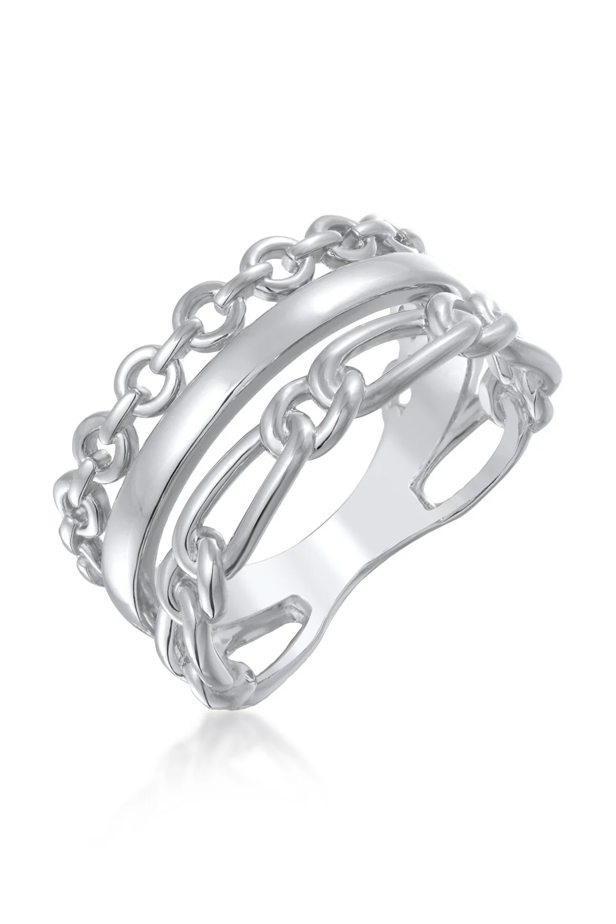 Bild von ELLI 3-reihiger Goldfarbener Ring Glieder Bandring für Damen - 54