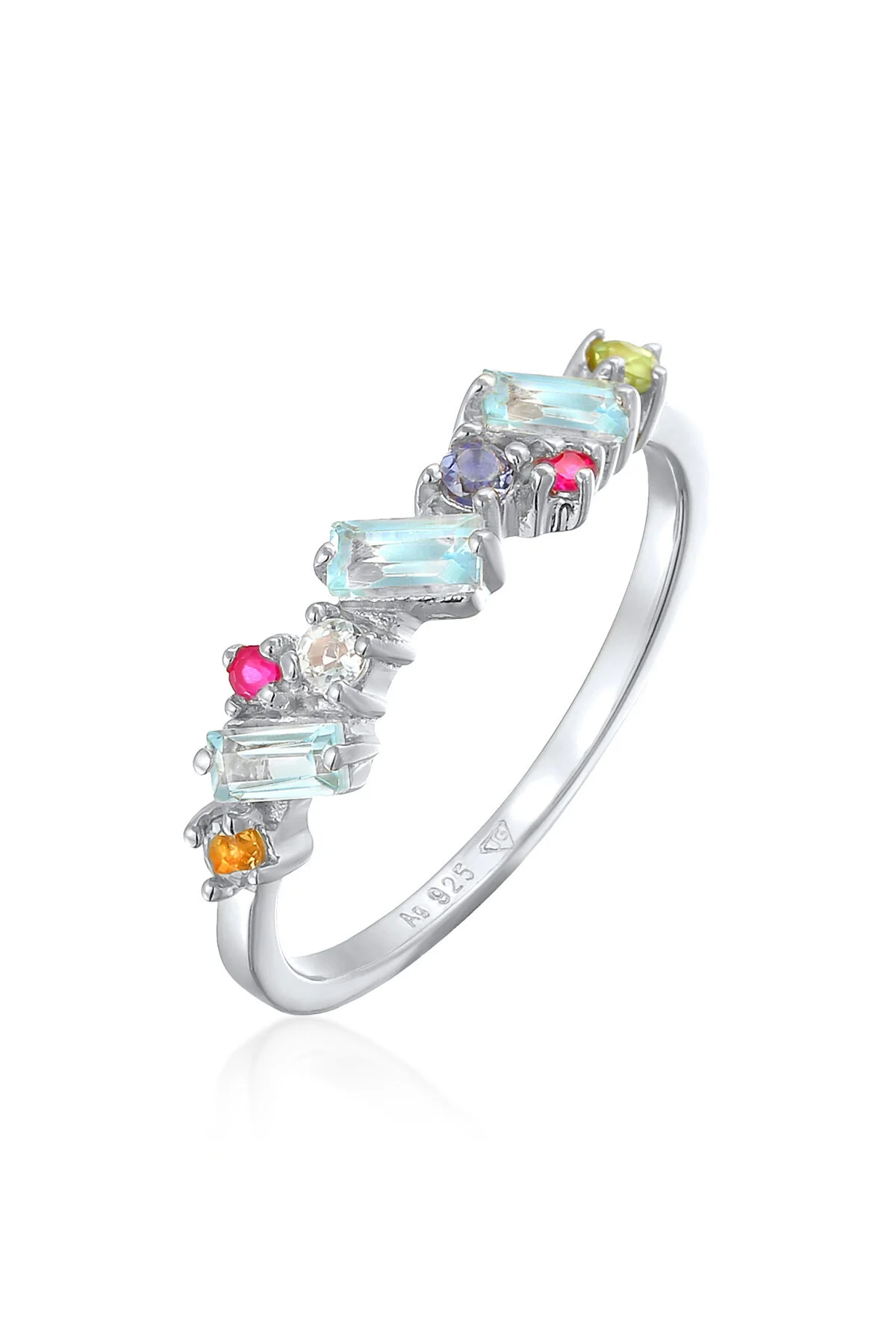 Bild von ELLI Ring Elli Premium Ring Peridot Topas Mondstein Glamour 925 Silber Vergoldet für Damen - 58