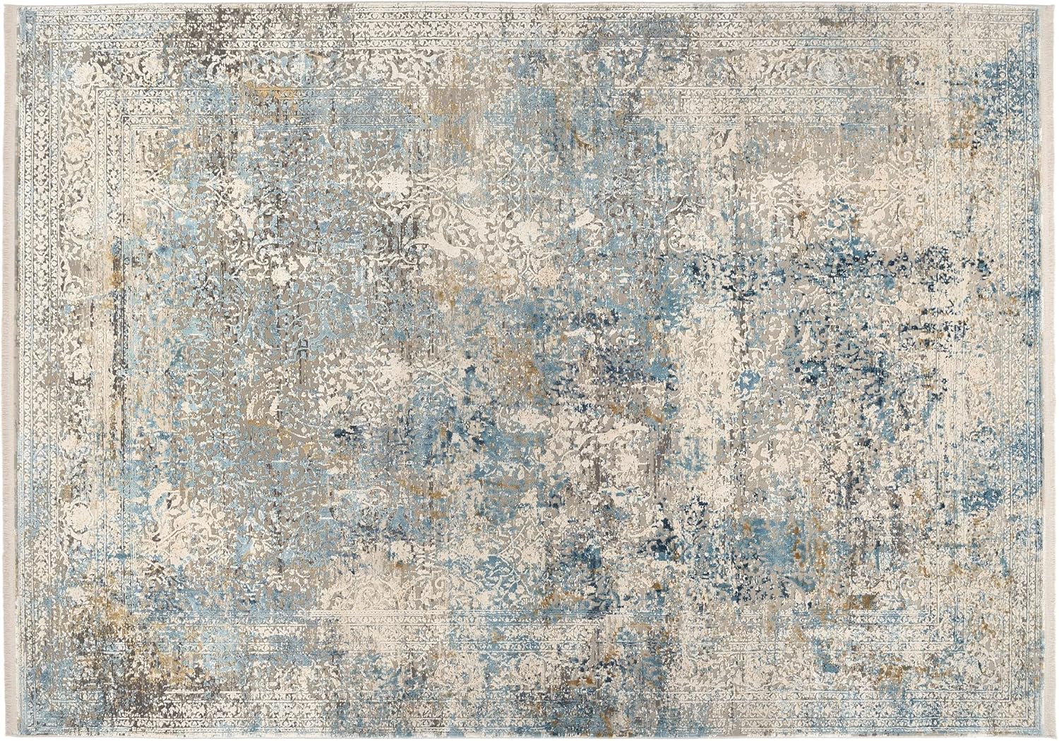 Bild von OCI DIE TEPPICHMARKE Teppich »BESTSELLER CAVA«, rechteckig, 8 mm Höhe, Glanz Viskose, mit Fransen, Hoch Tief Struktur, Vintage, Wohnzimmer