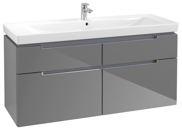 Bild von Villeroy & Boch Waschtischunterschrank Subway 2.0 A916 1287x590x449mm Griff chromfarbig glänzend Glo A91610FP
