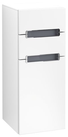 Bild von Villeroy & Boch Seitenschrank Subway A712, Anschlag links, Abdeckplatte Silver Grey, Farbe: White Matt, Griff: chrom glänzend
