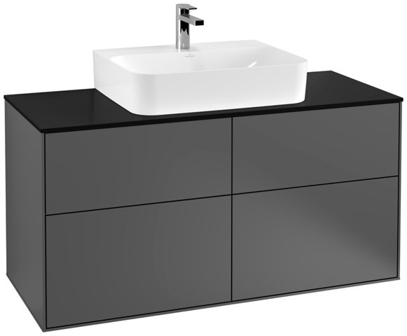 Bild von Villeroy und Boch Finion Waschtischunterschrank F13200, 1200x603x501mm, Abdeckplatte Black Matt, Farbe: Anthracite Matt