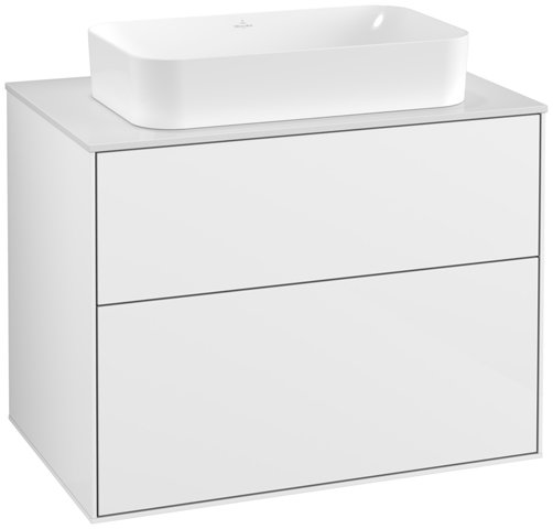 Bild von Villeroy und Boch Finion Waschtischunterschrank F22100, 800x603x501mm, Abdeckplatte White Matt, Farbe: Glossy White Lacquer