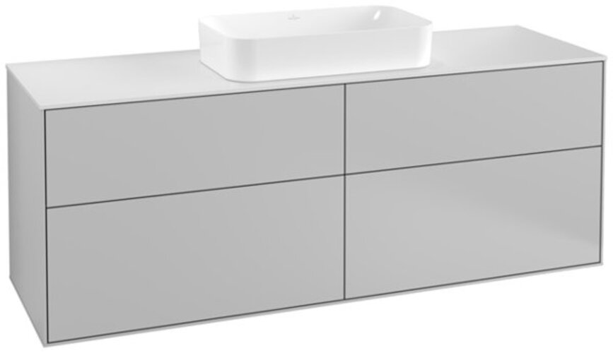 Bild von Villeroy und Boch Finion Waschtischunterschrank F32100, 1600x603x501mm, Abdeckplatte White Matt, Farbe: Light Grey Matt