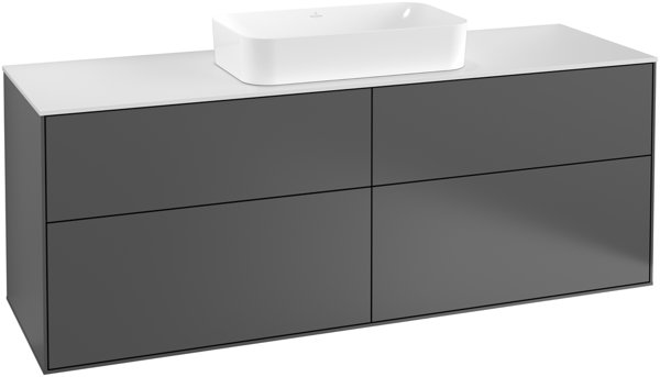 Bild von Villeroy und Boch Finion Waschtischunterschrank G32100, 1600x603x501mm, mit LED- Beleuchtung, Abdeckplatte White Matt, Farbe: Anthracite Matt