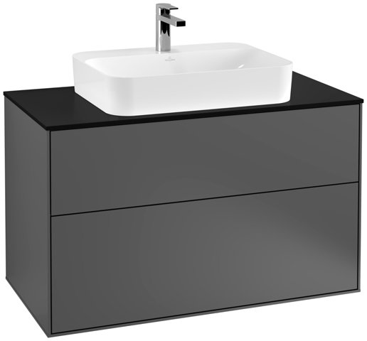 Bild von Villeroy und Boch Finion Waschtischunterschrank F35200, 1000x603x501mm, Abdeckplatte Black Matt, Farbe: Anthracite Matt
