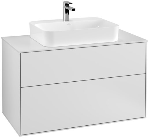 Bild von Villeroy und Boch Finion Waschtischunterschrank F35100, 1000x603x501mm, Abdeckplatte White Matt, Farbe: White Matt Lacquer