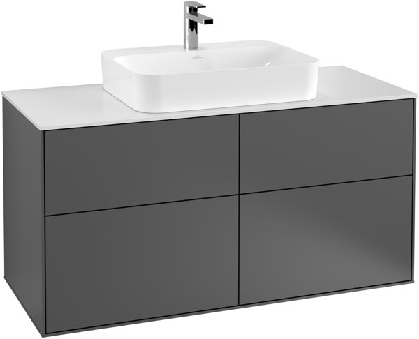 Bild von Villeroy und Boch Finion Waschtischunterschrank G38100,1200x603x501mm, mit LED- Beleuchtung, Abdeckplatte White Matt, Farbe: Glossy White Lacquer