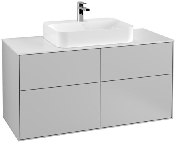 Bild von Villeroy und Boch Finion Waschtischunterschrank F38100, 1200x603x501mm, Abdeckplatte White Matt, Farbe: Light Grey Matt