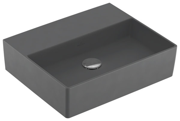 Bild von Villeroy & Boch Memento 2.0 Wandwaschbecken, 500 x 420 mm, ohne Hahnloch, ohne Überlauf, ungeschliffen, 4A2253, Farbe: Graphite, Ceramic Plus
