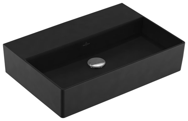 Bild von Villeroy & Boch Memento 2.0 Wandwaschbecken, 600 x 420 mm, ohne Hahnloch, ohne Überlauf, geschliffen, 4A226F, Farbe: Ebony, Ceramic Plus