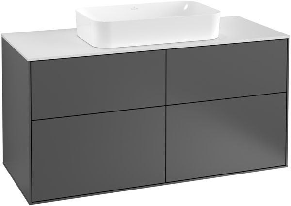 Bild von Villeroy und Boch Finion Waschtischunterschrank G67200, 1200x603x501mm, Abdeckplatte Black Matt, Farbe: Glossy White Lacquer - G67200GF