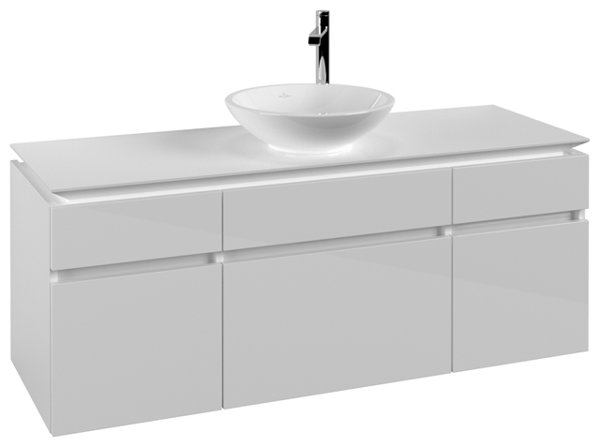 Bild von Villeroy & Boch Legato Waschtischunterschrank B586, 1400x550x500mm, Waschtisch mittig, Farbe: Glossy White