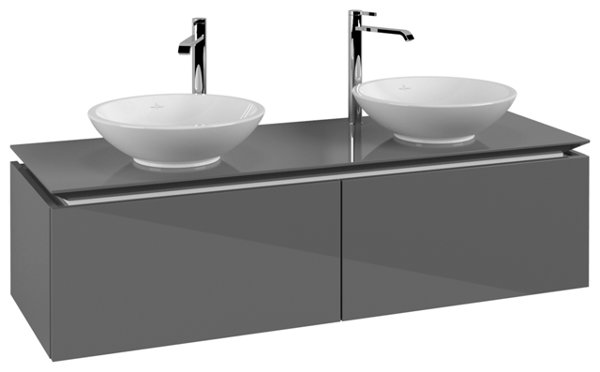 Bild von Villeroy & Boch Legato Waschtischunterschrank B591 1400x380x500mm, 2 Waschtische, Farbe: Glossy Grey