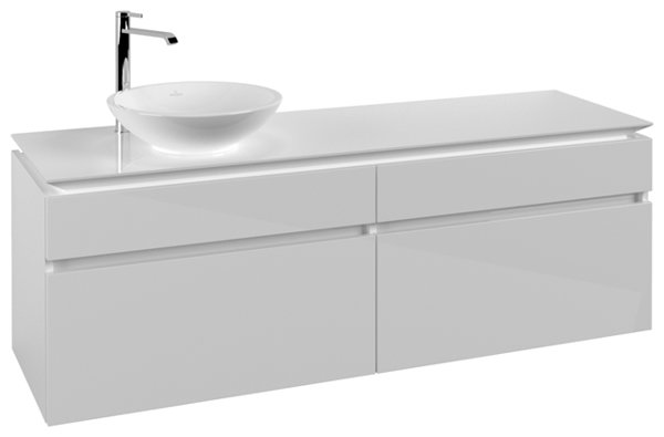 Bild von Villeroy & Boch Legato Waschtischunterschrank B596, 1600x550x500mm, Waschtisch links, Farbe: Glossy White