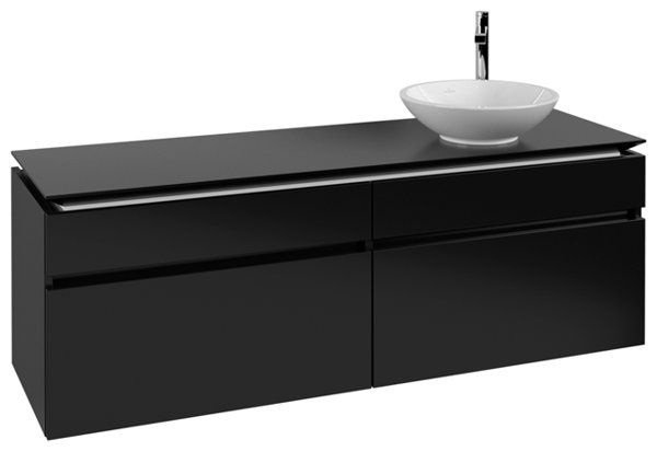 Bild von Villeroy & Boch Legato Waschtischunterschrank B598 1600x550x500mm, Waschtisch rechts, Farbe: Black Matt Lacquer