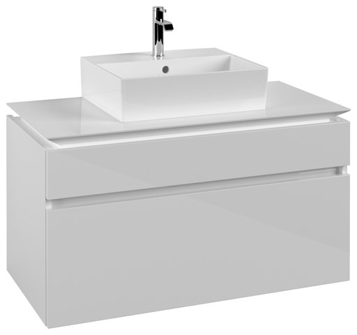 Bild von Villeroy & Boch Legato Waschtischunterschrank B604, 1000x550x500mm, Waschtisch mittig, Farbe: Glossy White