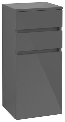 Bild von Villeroy & Boch Legato Seitenschrank B728, 400x870x350mm, Anschlag (Scharnier) rechts, Farbe: Glossy Grey