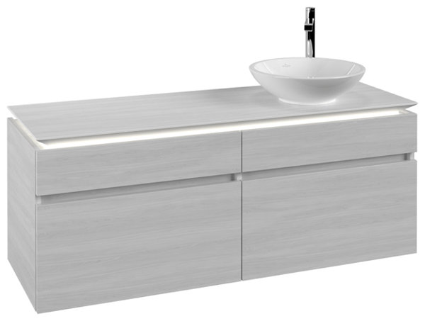 Bild von Villeroy & Boch Legato Waschtischunterschrank B590, 1400x550x500mm, Waschtisch rechts, LED- Beleuchtung, Farbe: Arizona Oak